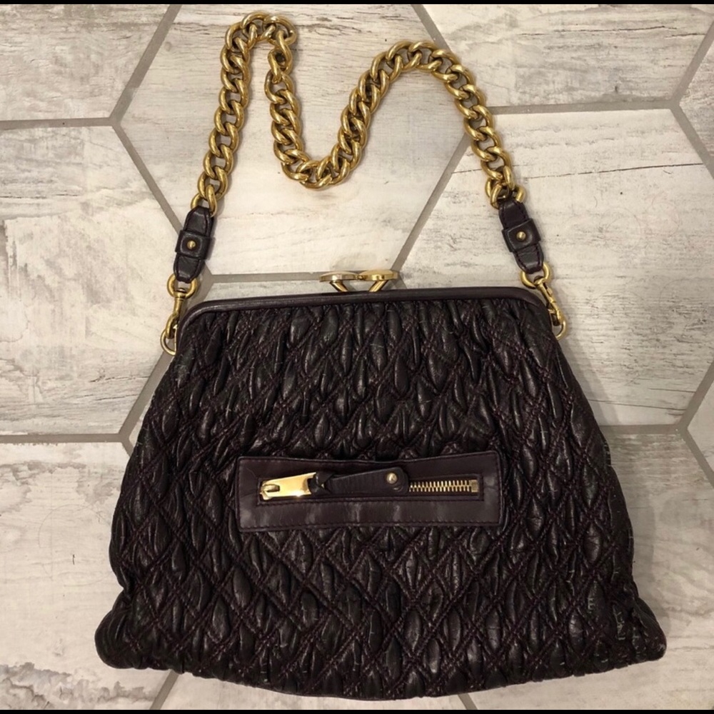 Marc Jacobs Quilted Burgundy Shoulder Bag